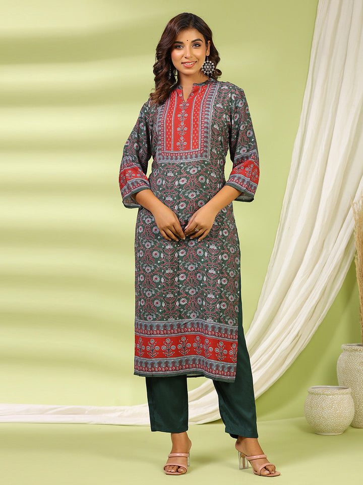 Printed Muslin Kurta With Pants &amp; Dupatta