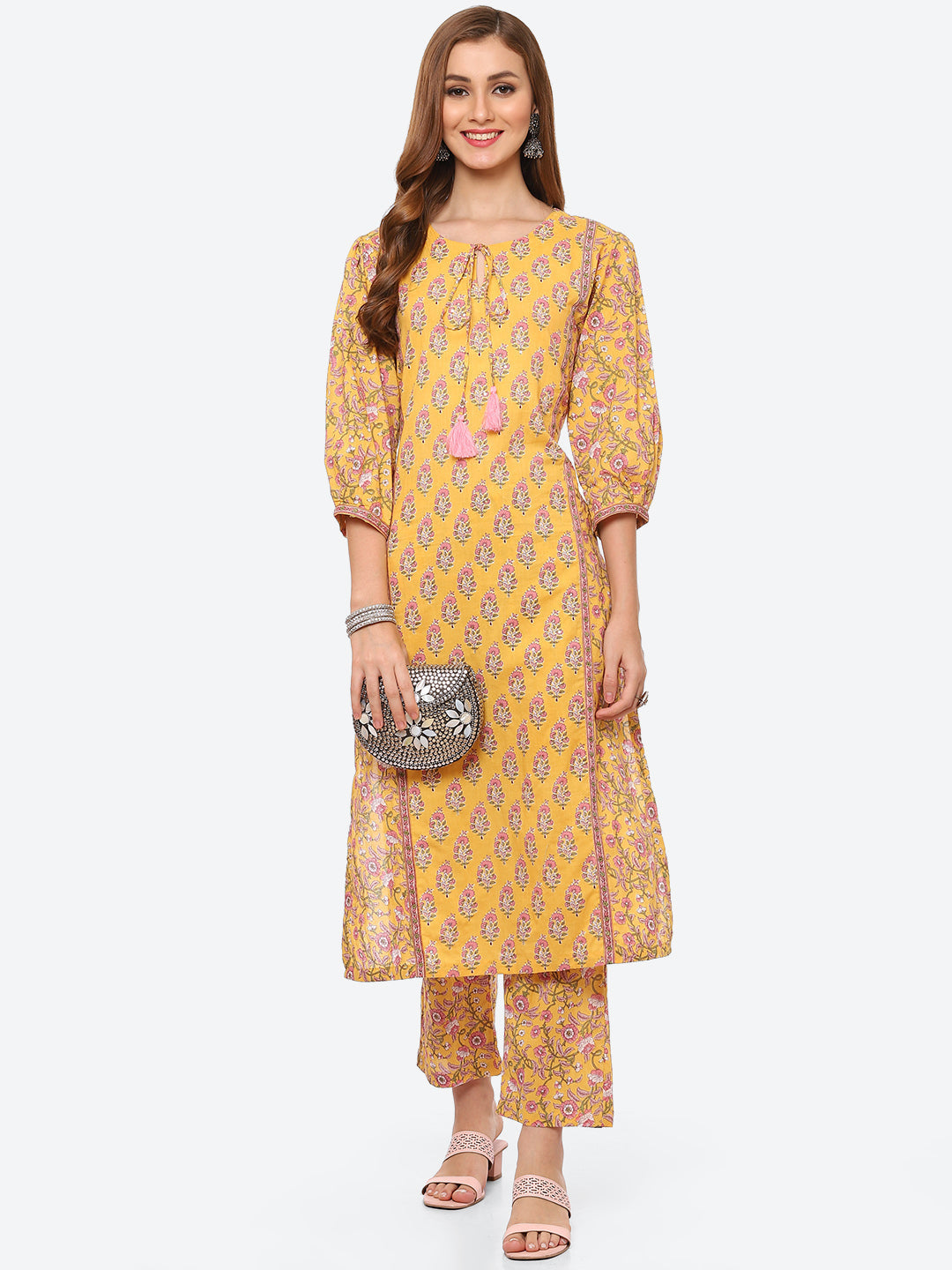 Floral Printed Cotton Kurta With Pant