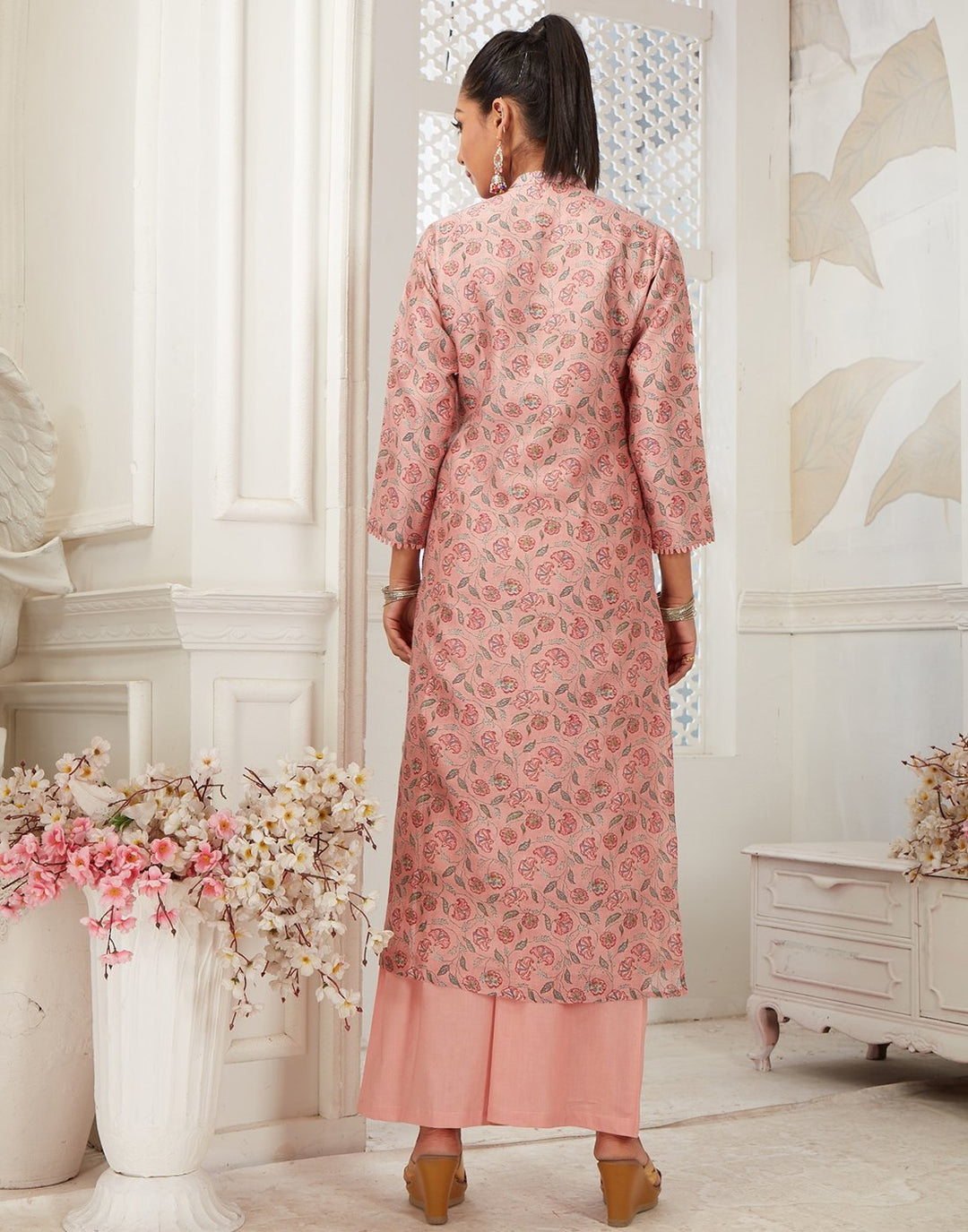MBZ Meena Bazaar-Cotton Chnadheri Kurta with Plazzo