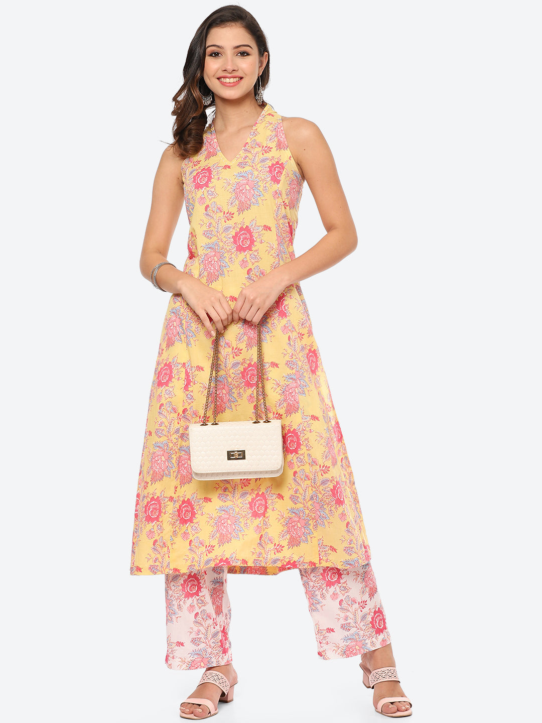 Floral Printed Cotton Kurta With Pant