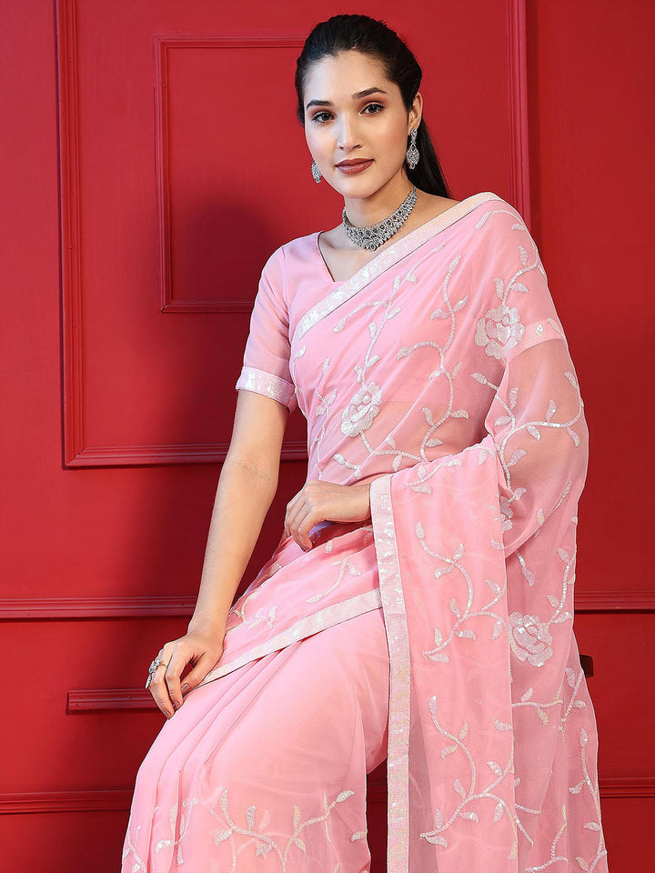 Embroidered Georgette Saree
