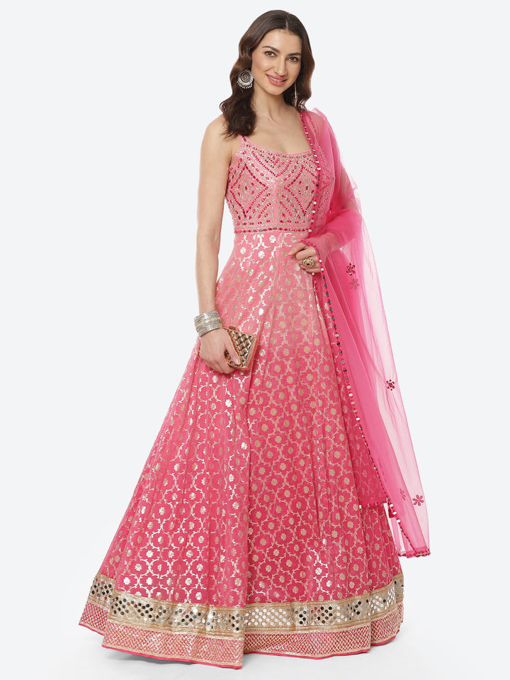 Zari Jaal Cotton Stitched Salwar Kameez With Net Dupatta
