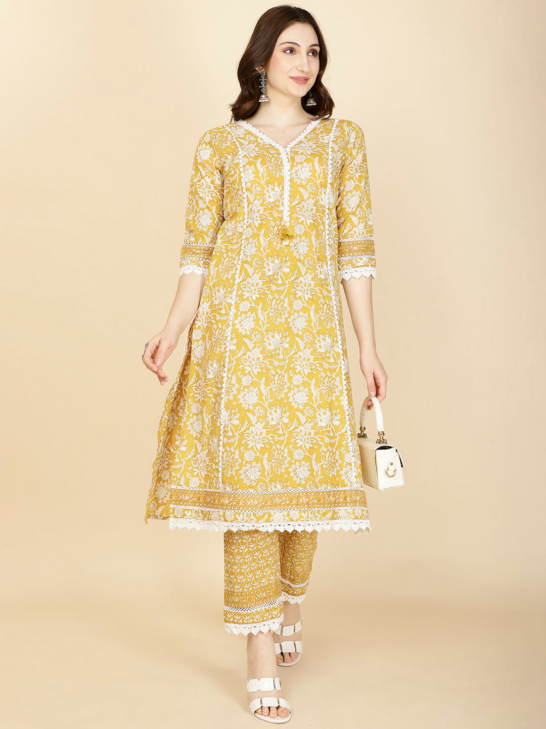 Printed Cotton Kurta With Pants