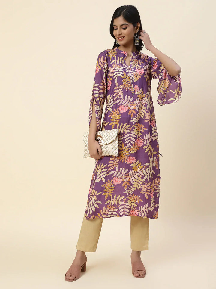 Floral Printed Muslin Kurta