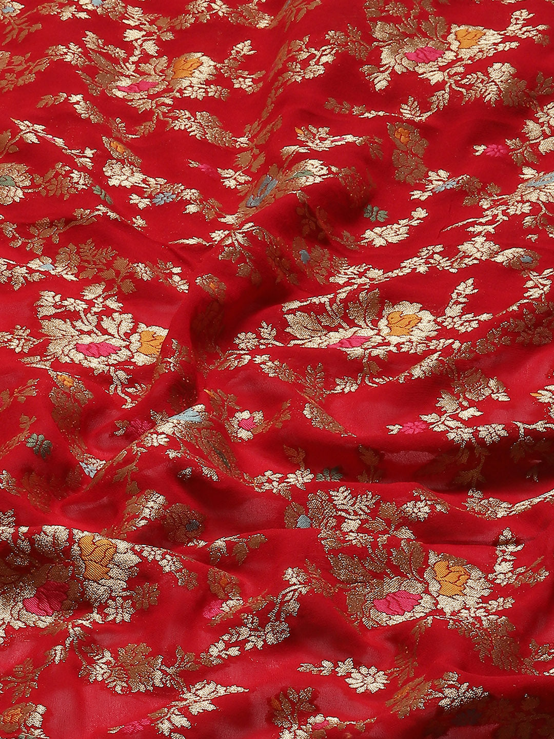 Floral Zari Jaal Georgette Plain Saree
