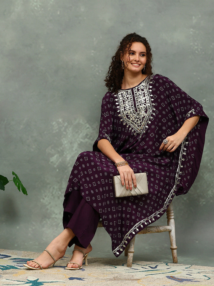 Printed Crepe Kurta With pants
