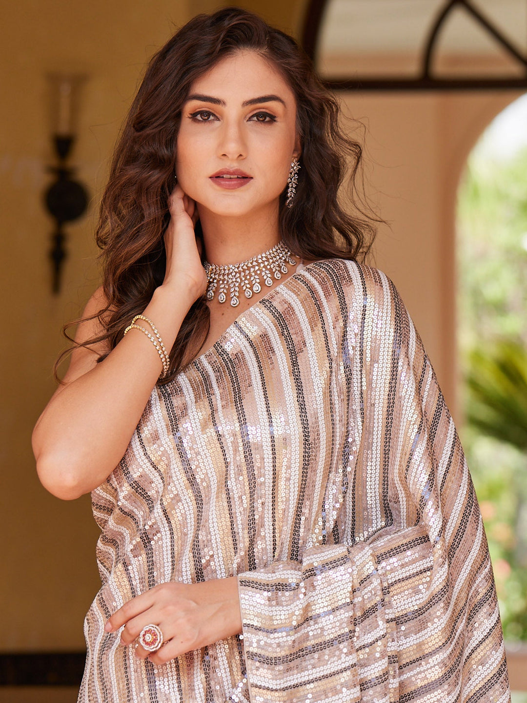 Sequin Georgette Embroidered Saree