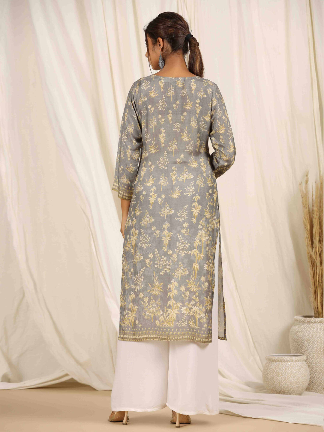 Printed With Embroidered Muslin Kurta