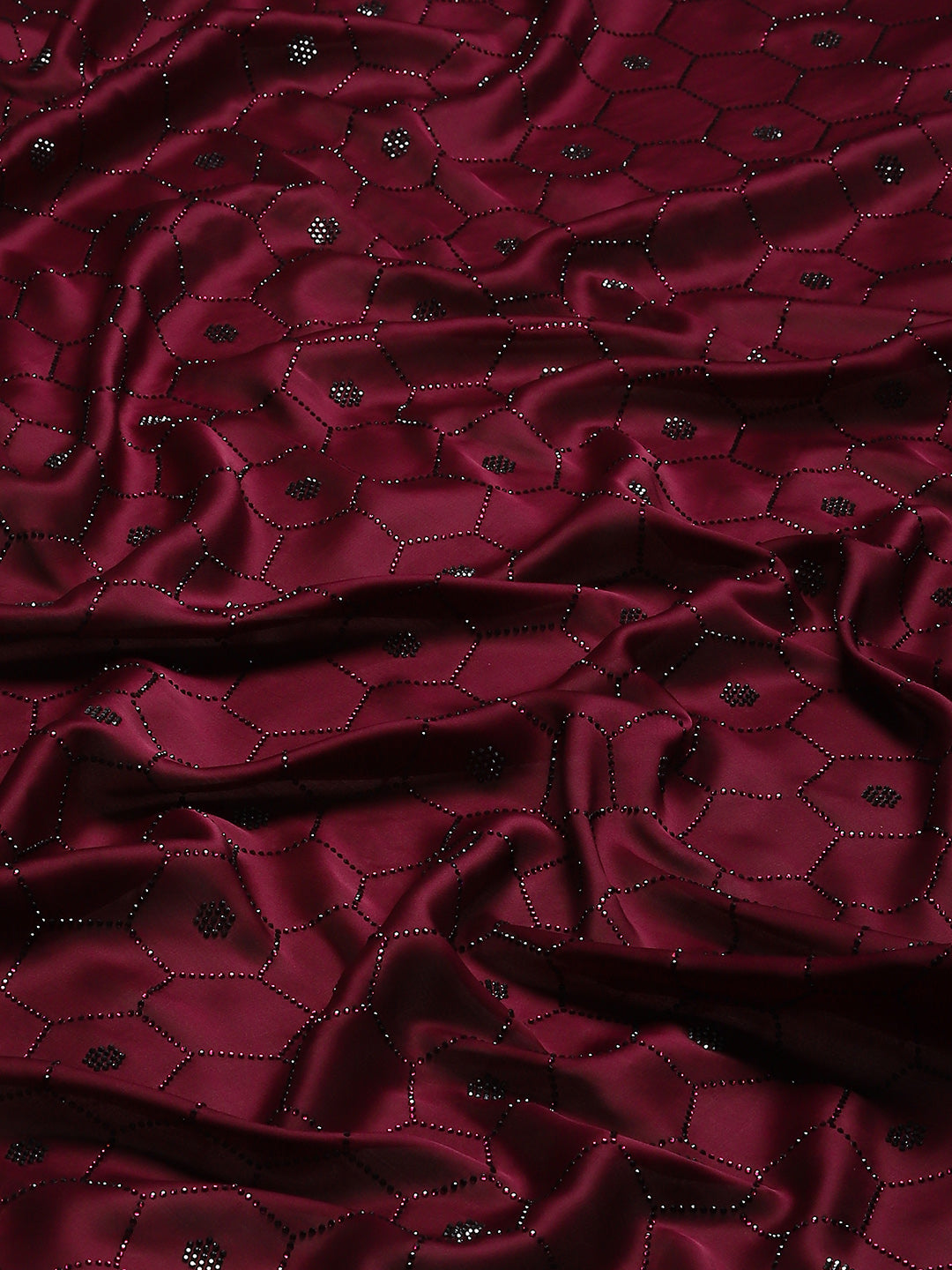 Stone Embroidered Satin Saree
