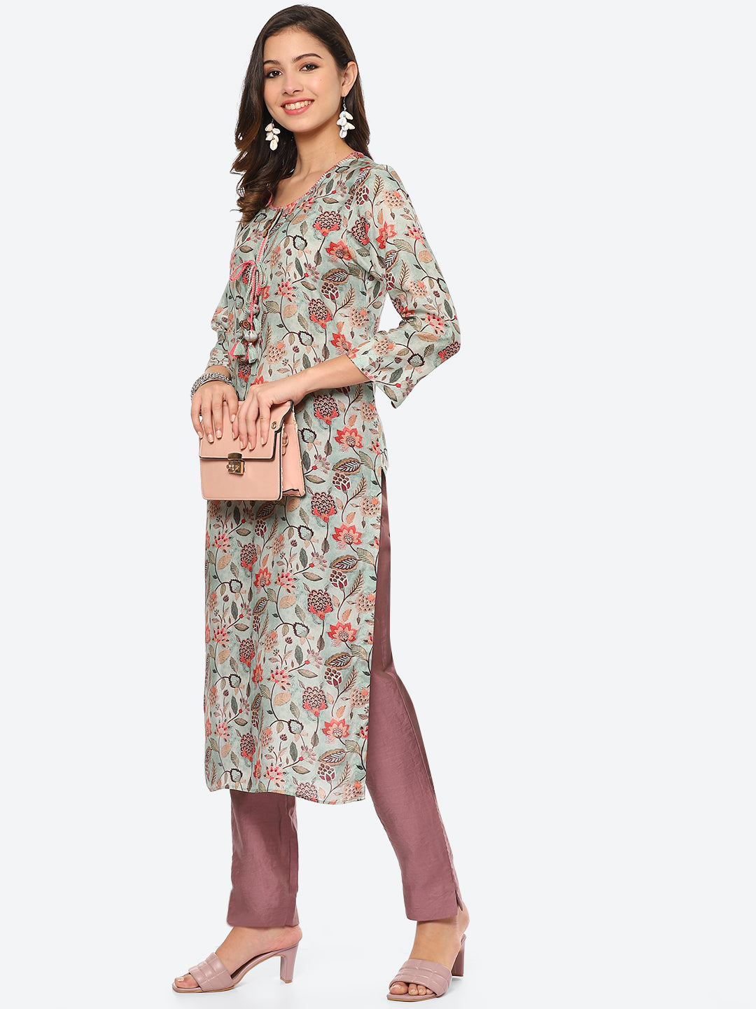 Floral Printed Muslin Kurta