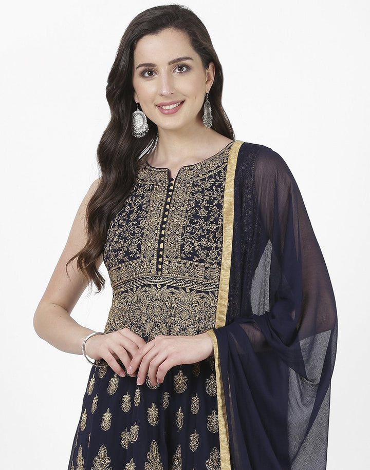 MBZ Meena Bazaar-Navy Blue Georgette Salwar Kameez