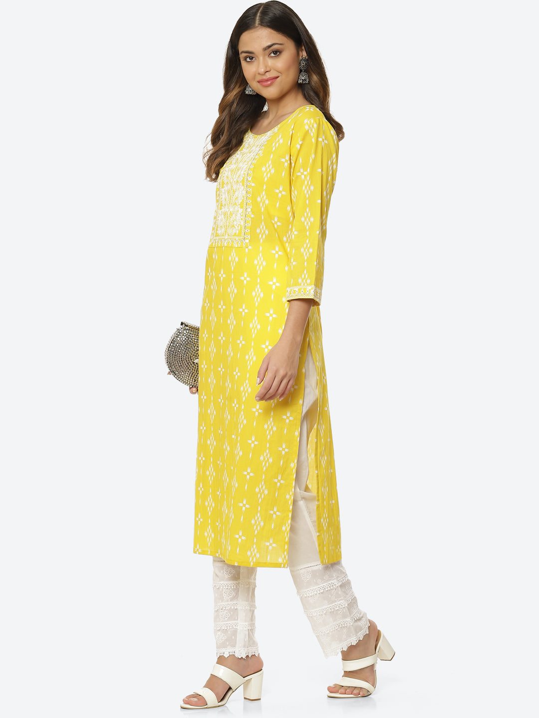 Sequin Work Printed Cotton Kurta