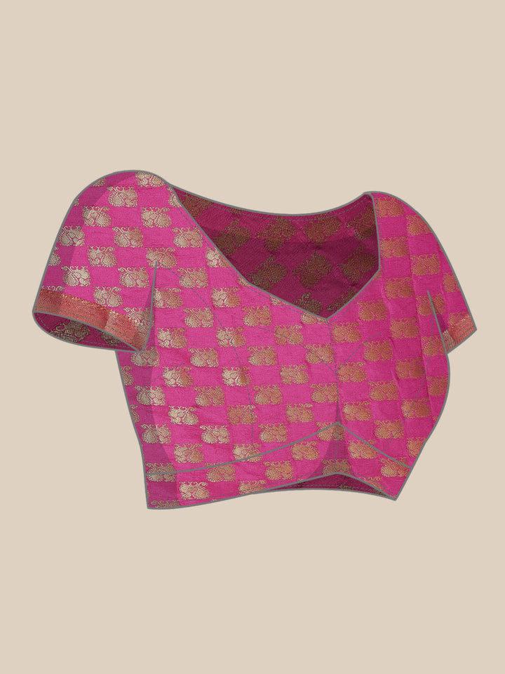 Brocade Zari Booti Art Handloom Woven Saree