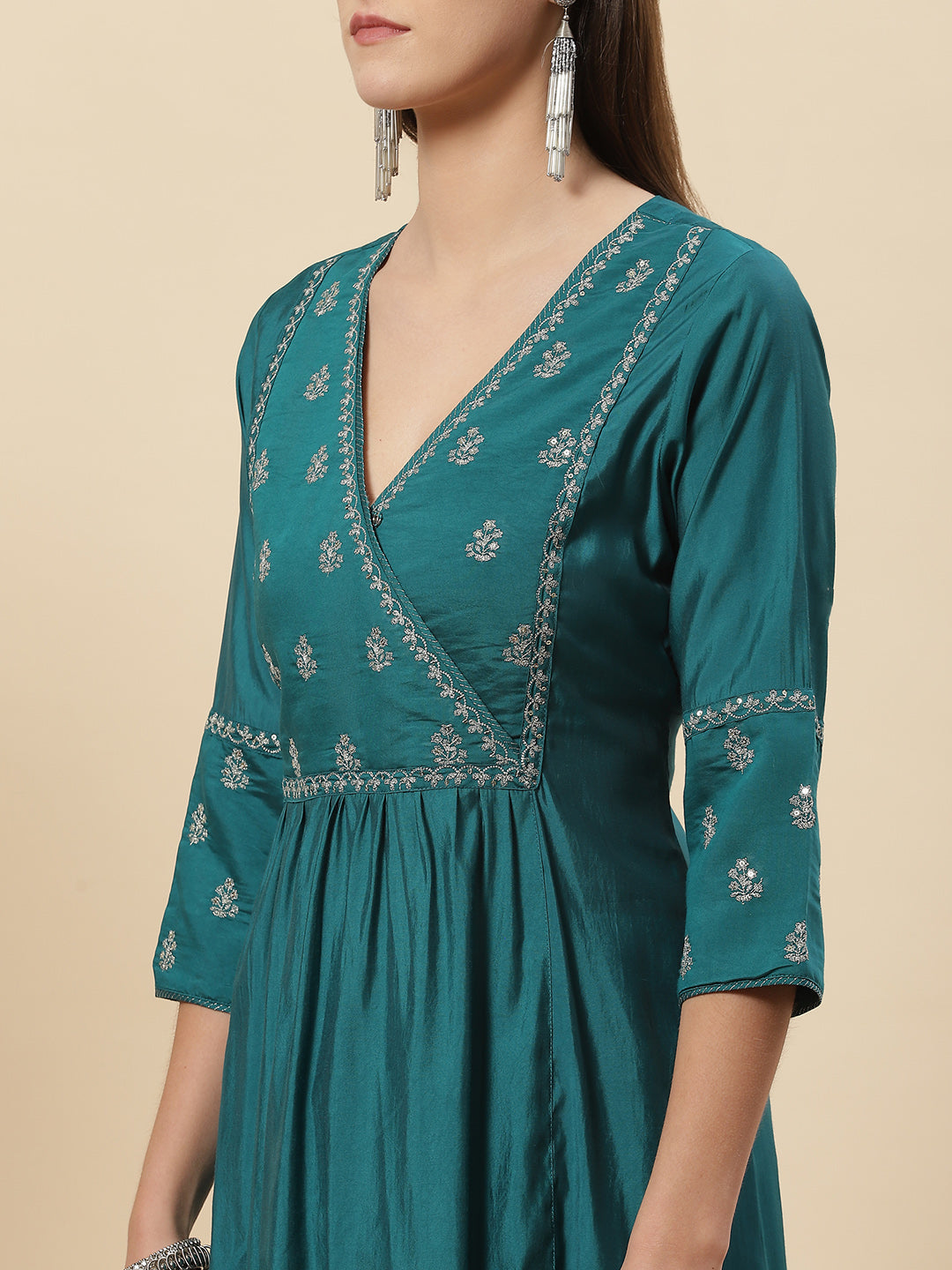 Embroidered Cotton Kurta With Pants