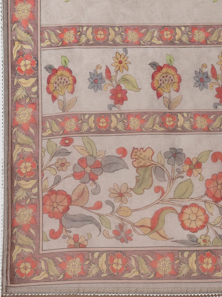 Printed Chanderi Unstitched Suit Piece With Dupatta