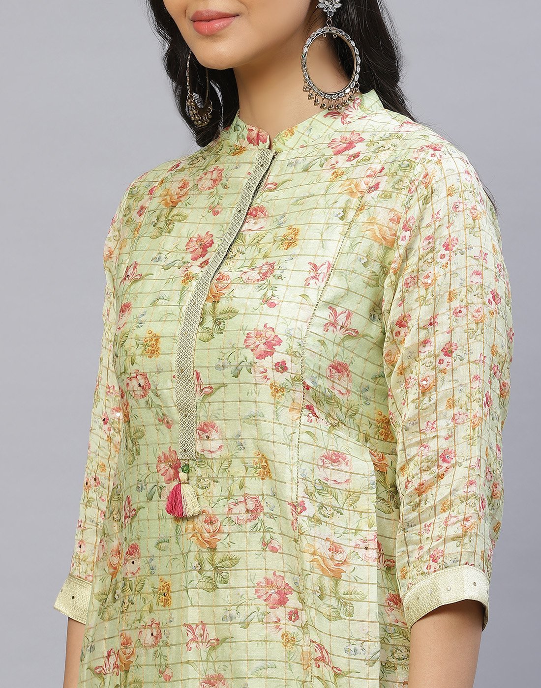 Chanderi Printed Kurti Pant Set
