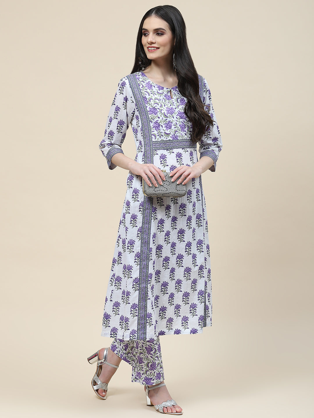 Printed Cotton Kurta With Pants