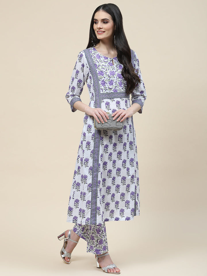 Printed Cotton Kurta With Pants