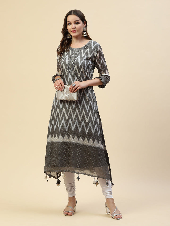 Resham Mirror Chiffon Kurta