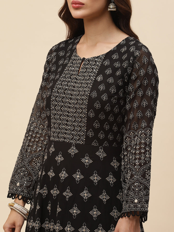 Resham Jaal Georgette Kurta With Churidar &amp; Dupatta