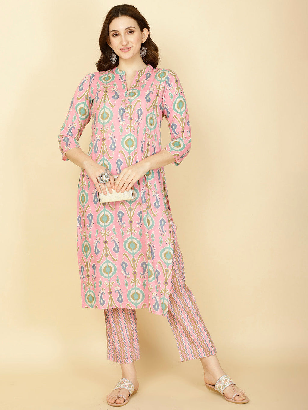 Abstract Printed Cotton Kurta With Pants