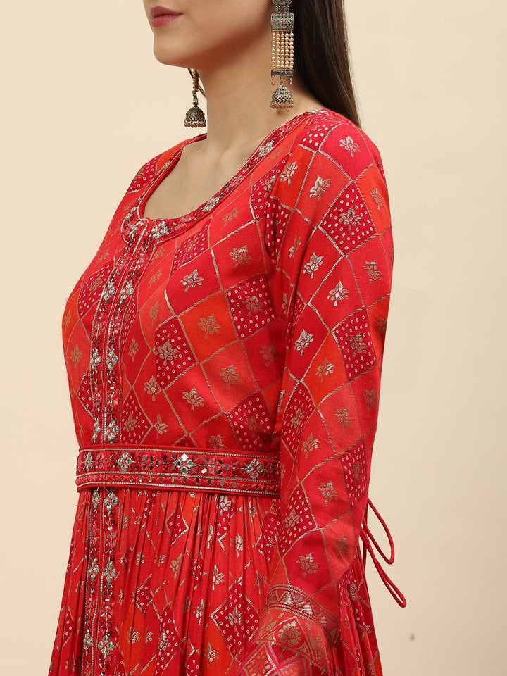 Banarasi Cotton Kurta With Pants &amp; Silk Dupatta