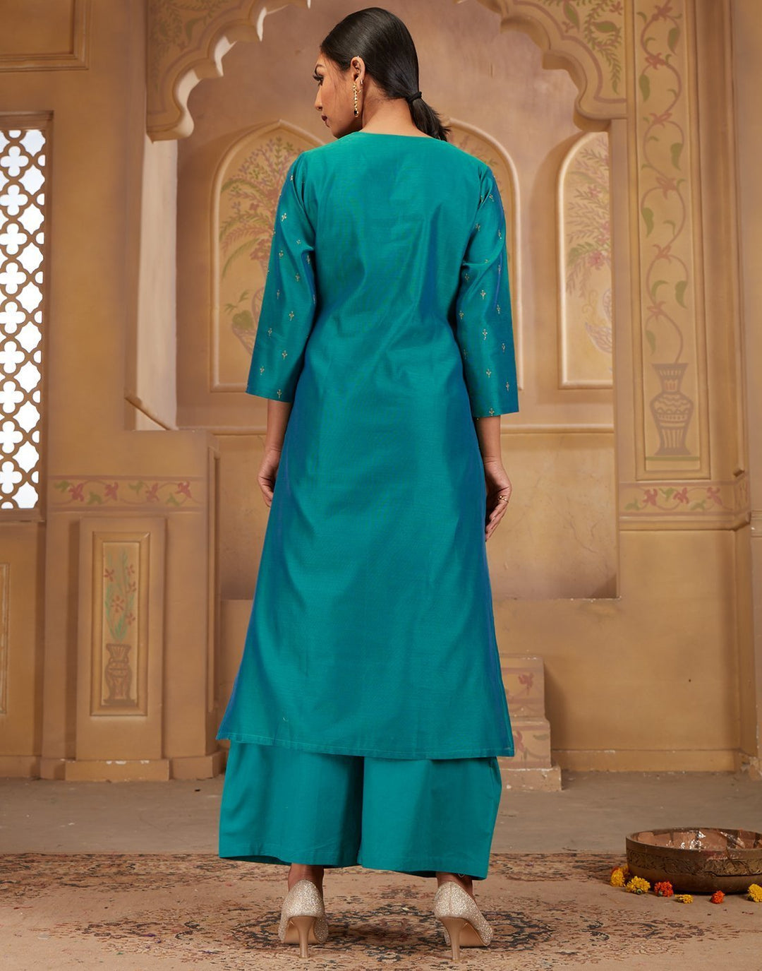 Cotton Chandheri Kurta with Plazzo
