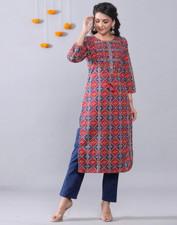 Cotton Printed Kurti Pant Set
