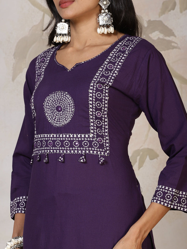 Printed Cotton Blend Kurta With Pants &amp; Dupatta