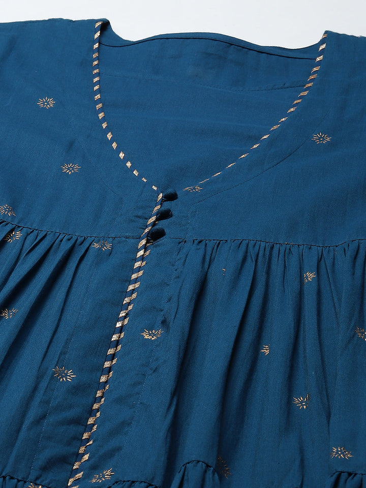Printed Cotton Anarkali Kurta With Pants