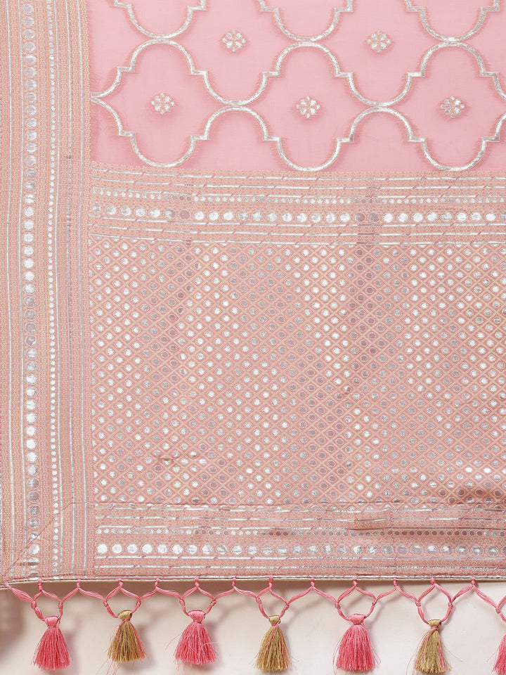 Gota Work Organza Woven Saree