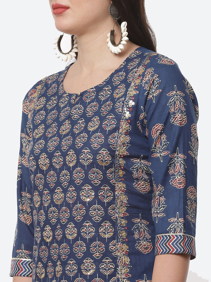 Booti Sequence Cotton Kurti With Afghani Pant