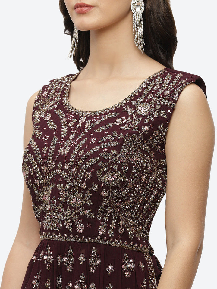 Embroidered Resham Mirror Georgette Choli With Lehenga &amp; Dupatta