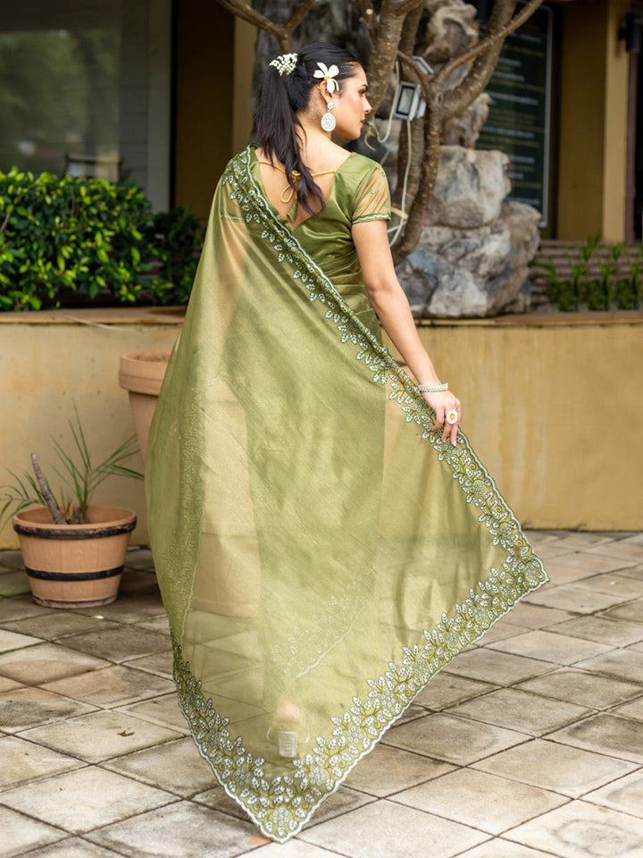 Embroidered Net Saree