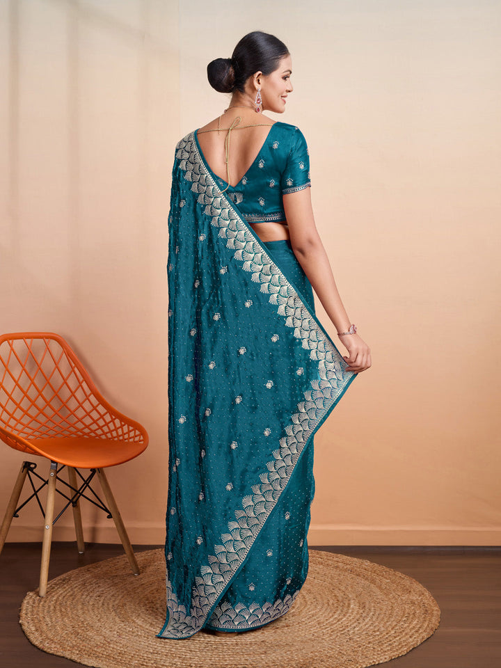 Embroidered Linen Blend Saree