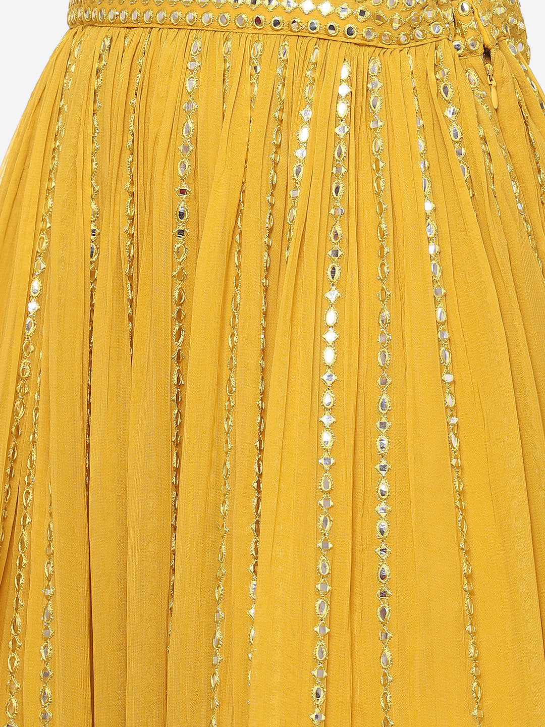 Mirror Work Georgette Choli With Laacha &amp; Net Dupatta