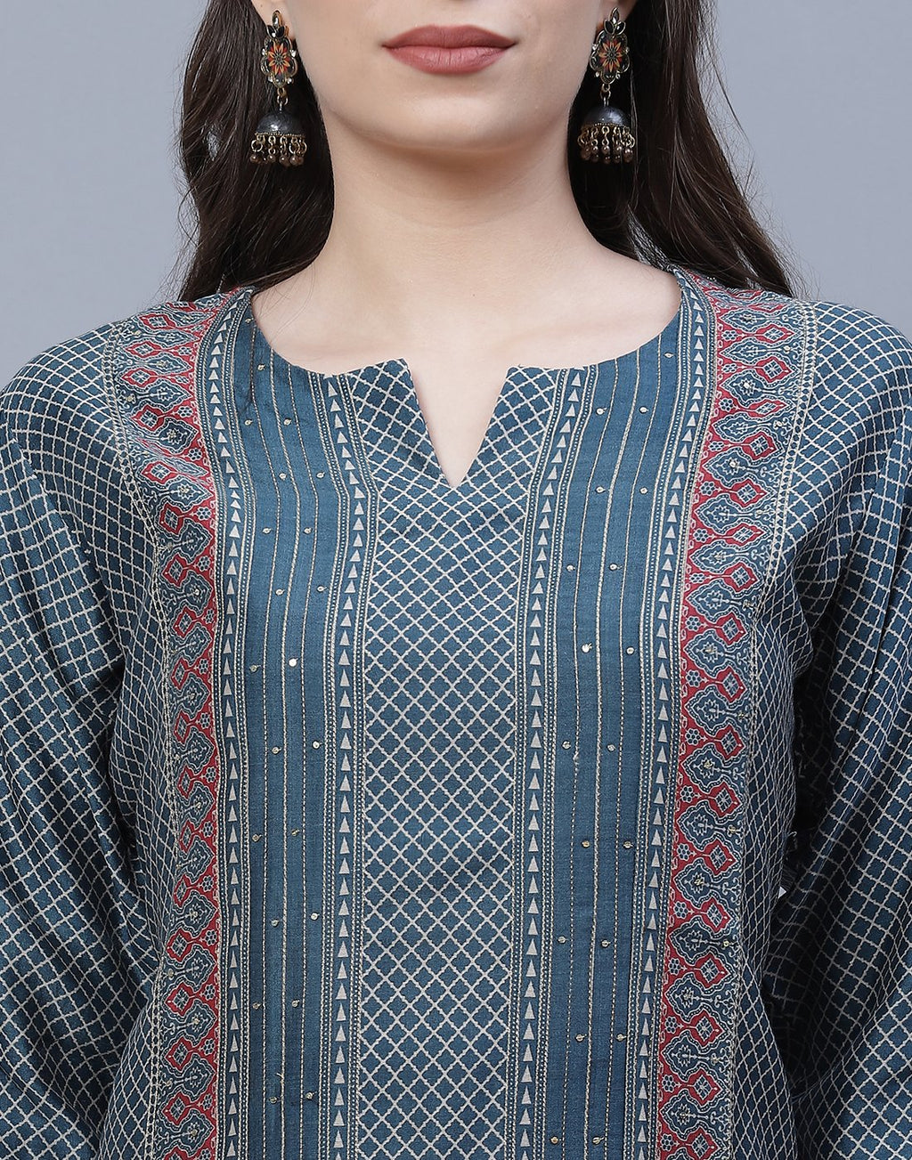 Chanderi Printed Kurti Pant Set