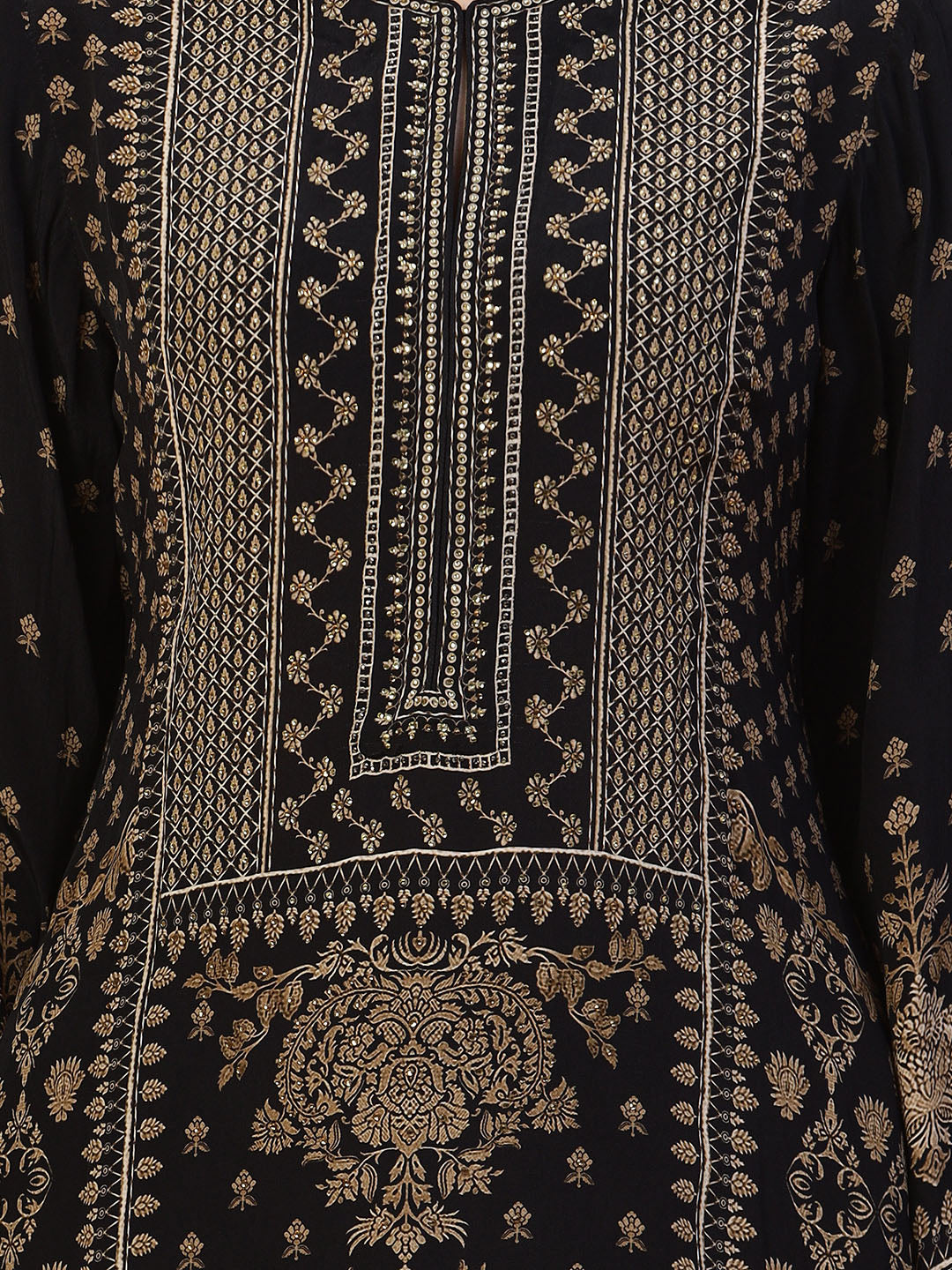 Digital Printed Crepe Kurta With Palazzo &amp; Dupatta