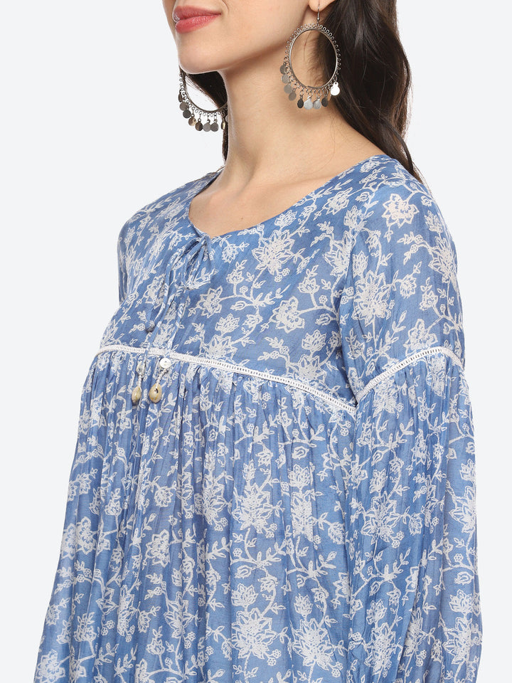 Floral Printed Muslin Kurti