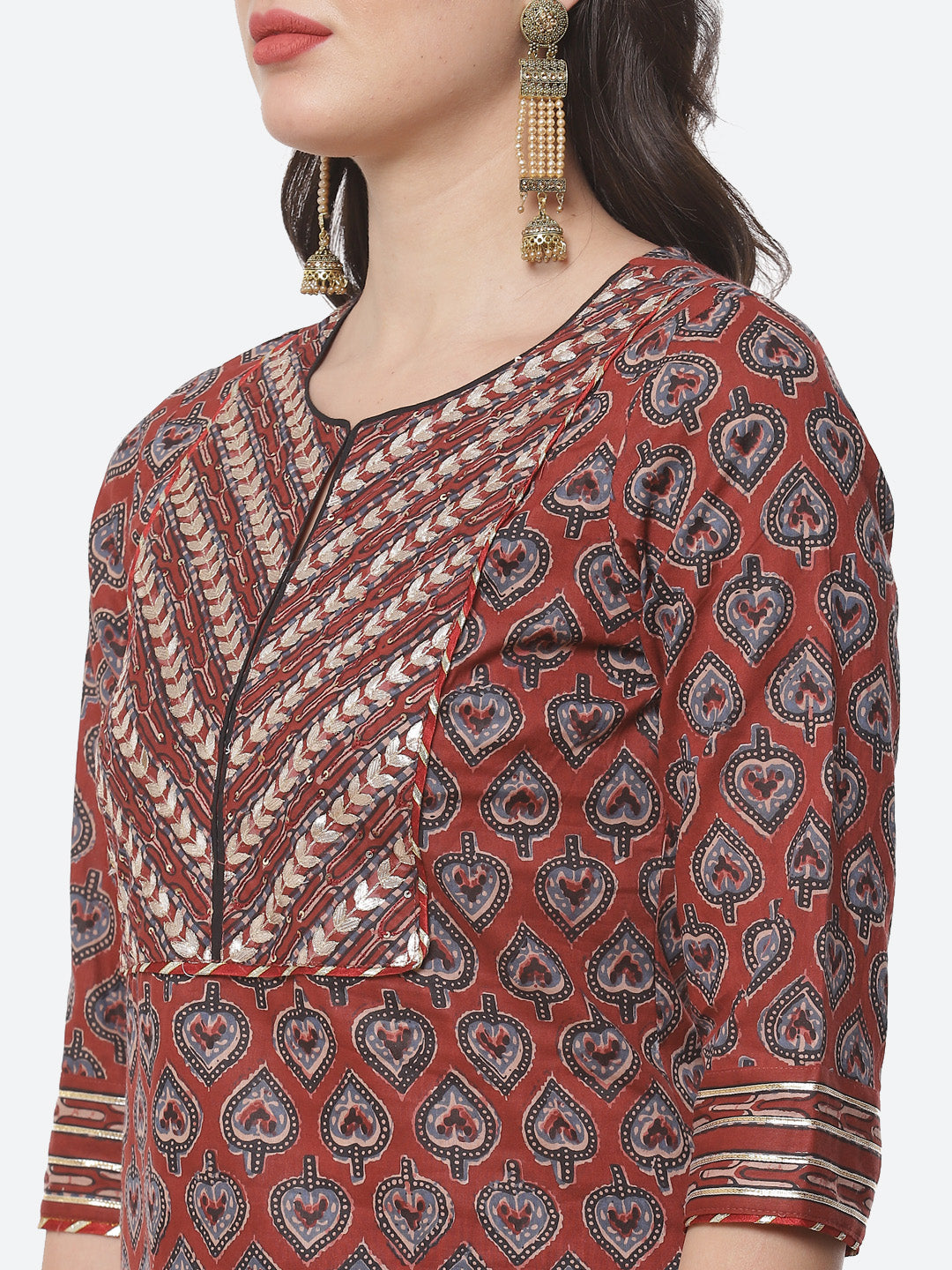 Printed Gota Patti Cotton Kurti With Sharara