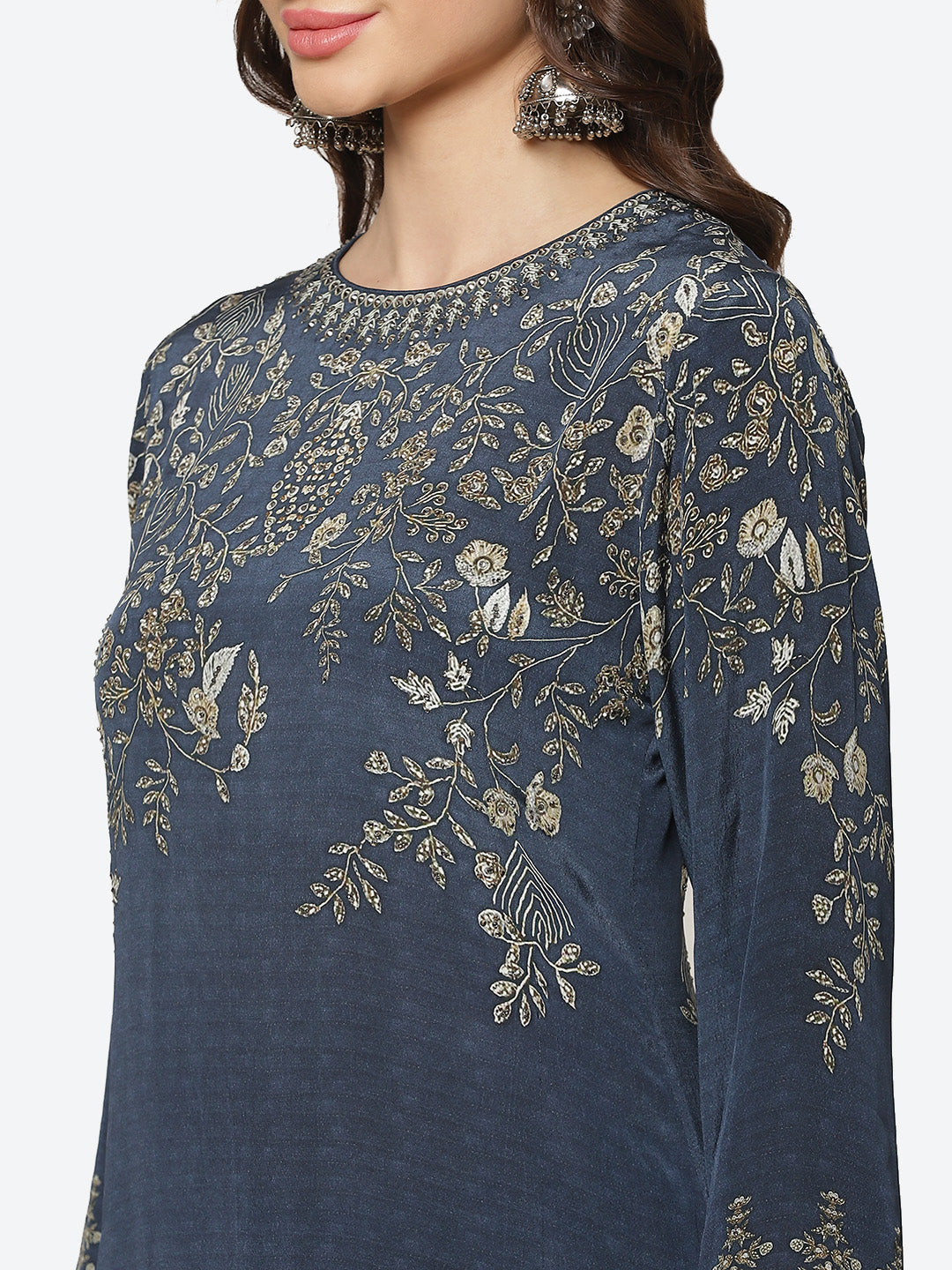 Digital Printed Crepe Stitched Salwar Kameez With Georgette Dupatta