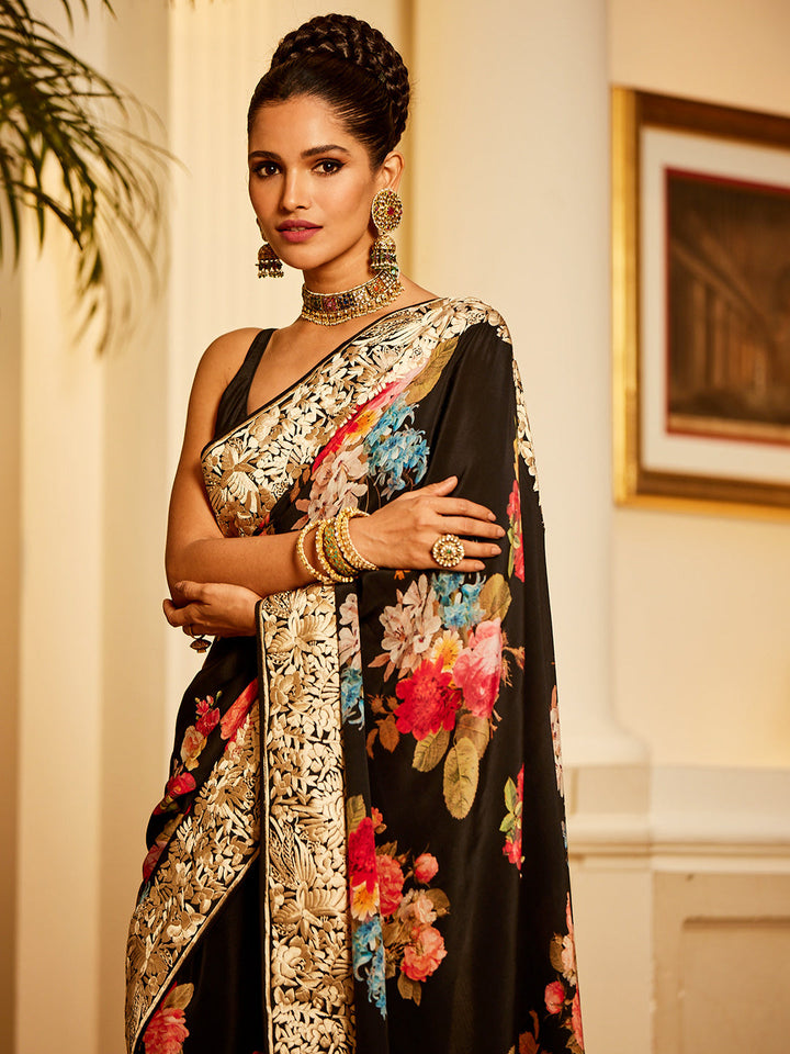 Crepe Embroidery Saree