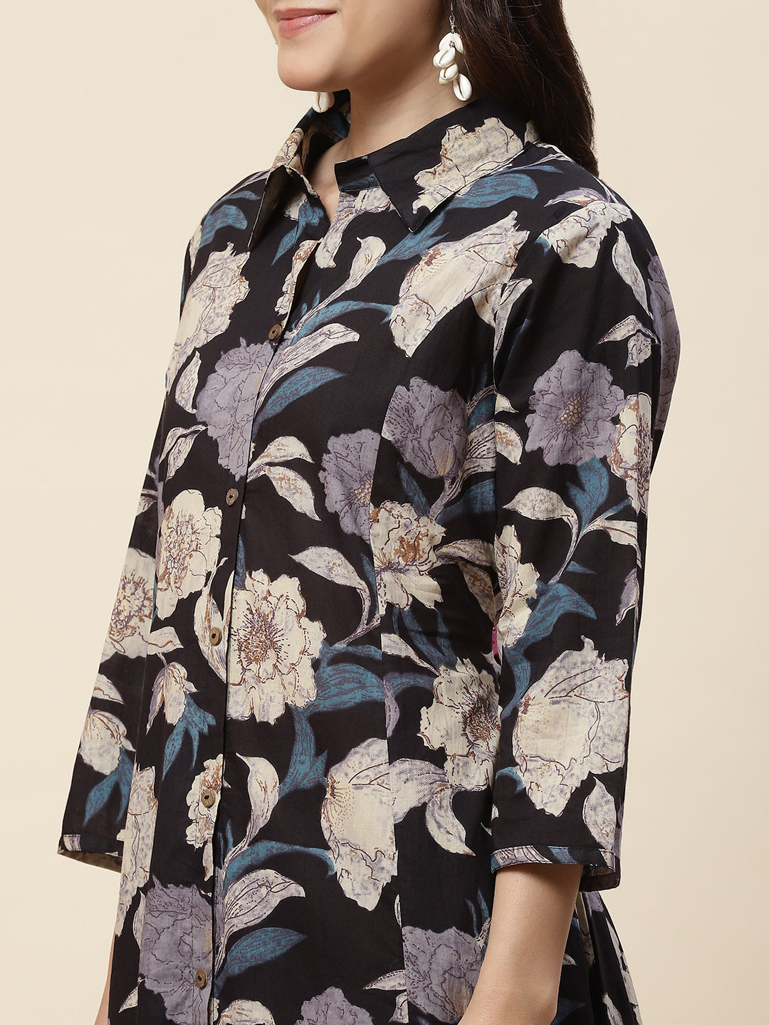 Floral Printed Cotton Kurta With Pants