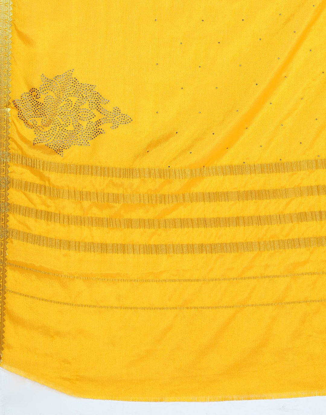 Yellow Art Crepe Saree