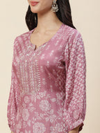 Floral Printed Muslin Kurta With Pants