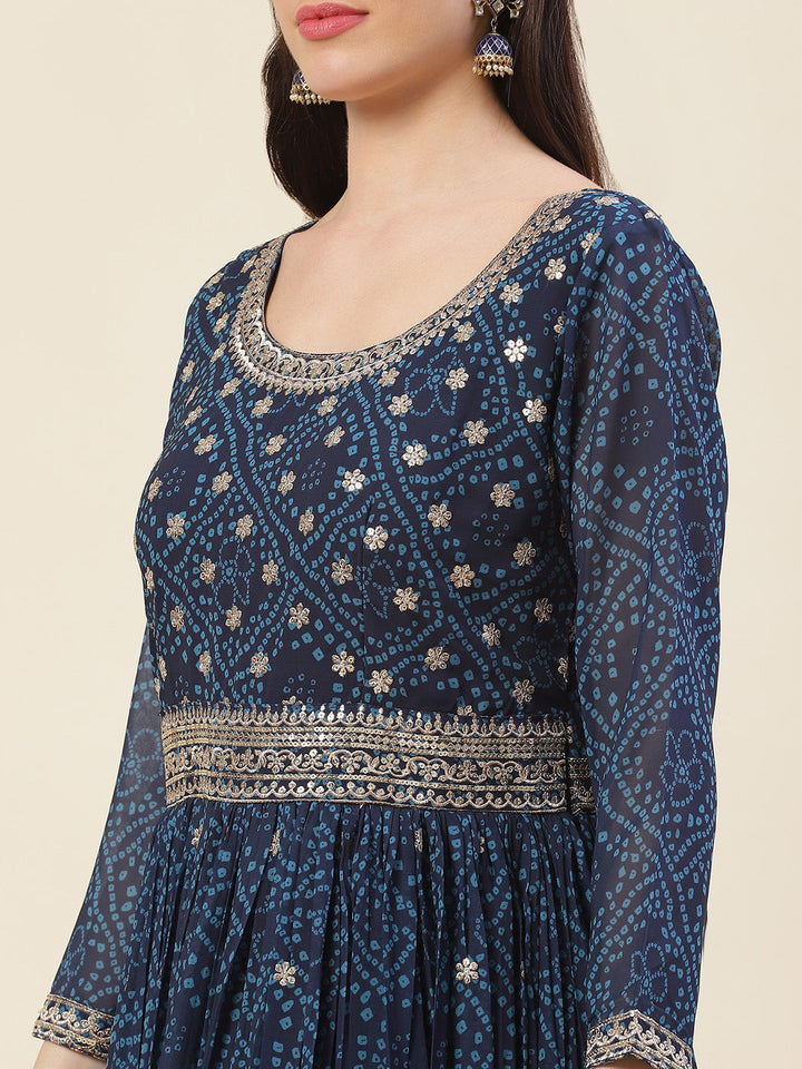 Resham Sequin Booti Georgette Kurta With Dupatta