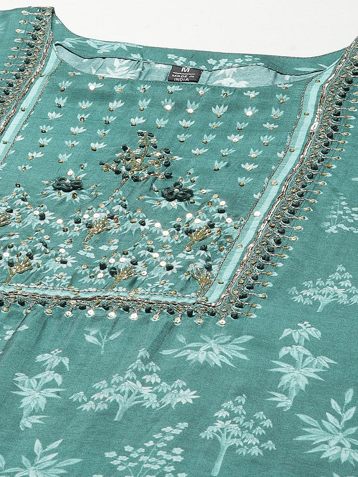Printed With Yoke Embroidered Muslin Kurta