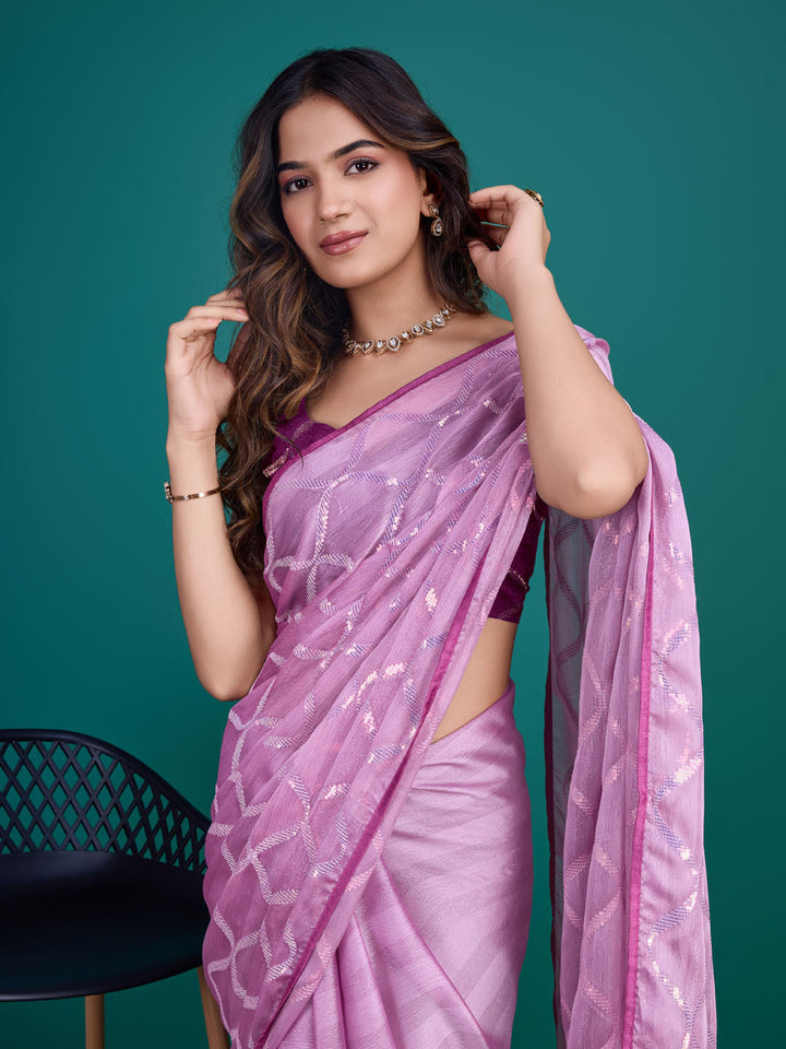 Sequins Embroidery Georgette Saree
