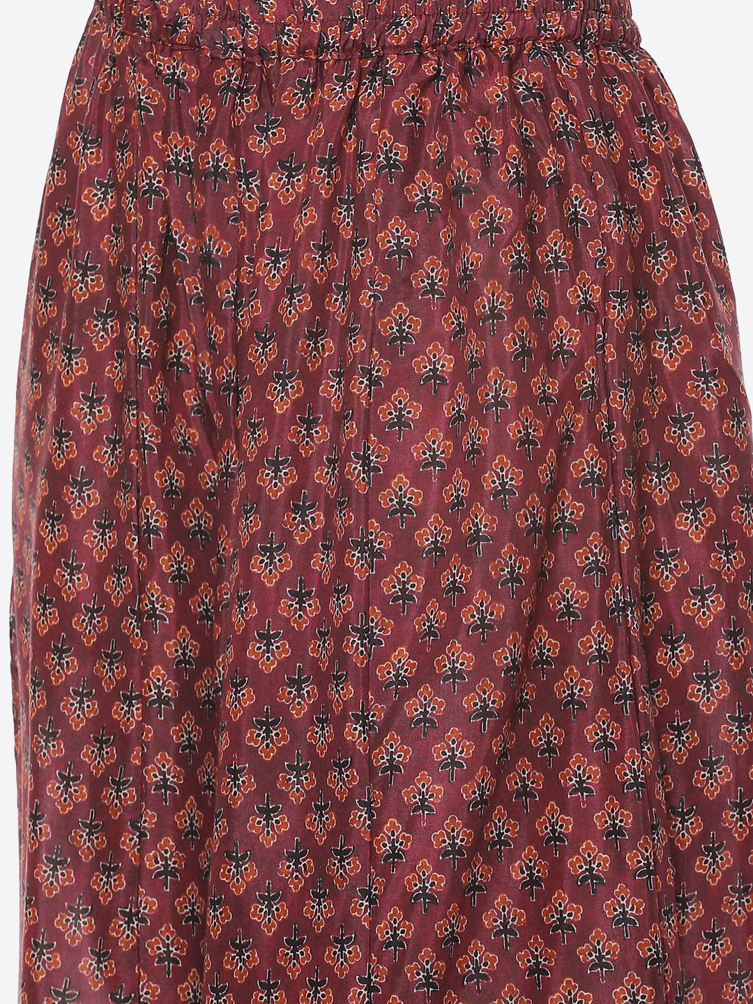 Printed Gota Neck Cotton Kurta With Palazzo & Dupatta