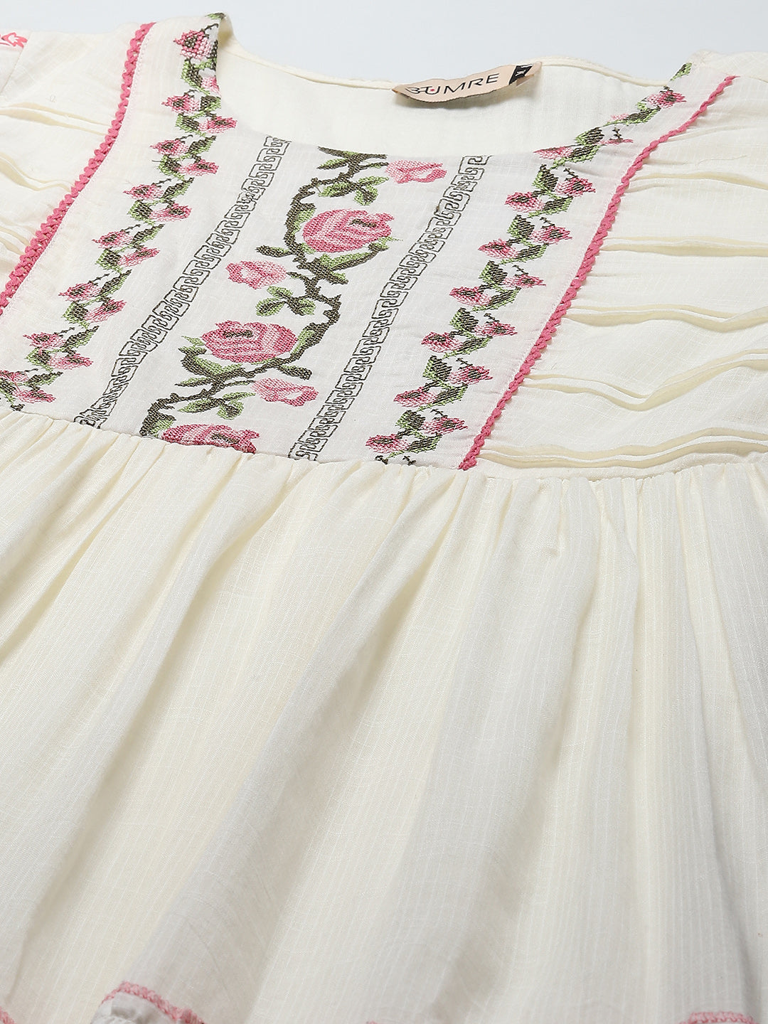 Yoke Embroidered Cotton Anarkali Kurta